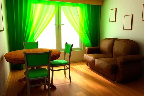 Green Drapes in Interior