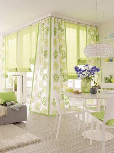 Green Drapes in Interior
