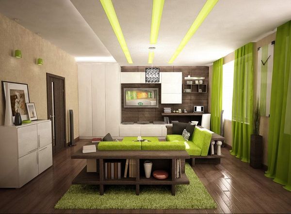 Green Drapes in Interior