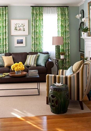 Green Drapes in Interior