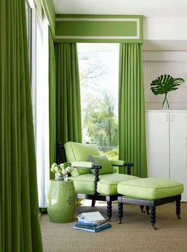 Green Drapes in Interior
